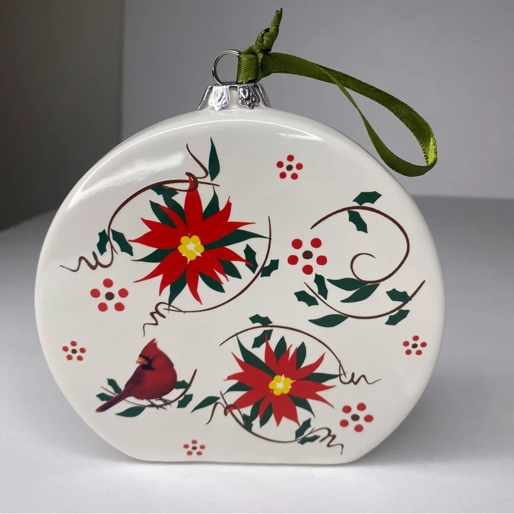 Temptations Ceramic Christmas Eve Munch Ornament Cardinal Bird Hand Painted